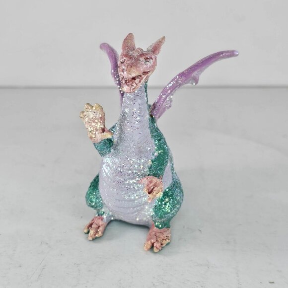 Vintage Silvestri Mythical Glitter Dragon Ornament Paper Mache - Picture 3 of 8